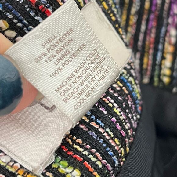 LOFT Tweed High Waist Short Skirt Pencil Straight Pockets Black Multi Color 6 - Picture 8 of 8